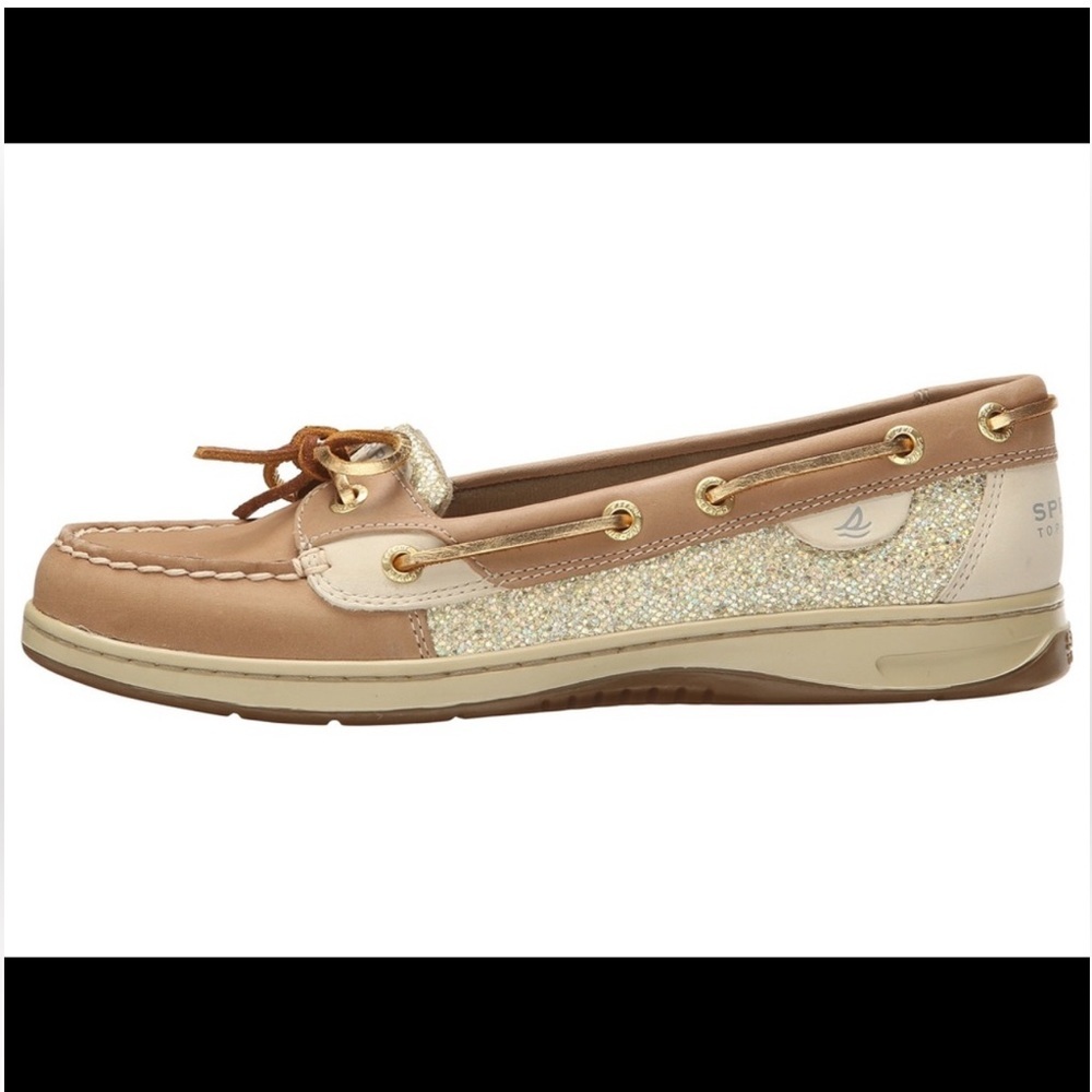 Sperry Angelfish Gold Glitter Top Sider Boat Shoes NWOT size 8